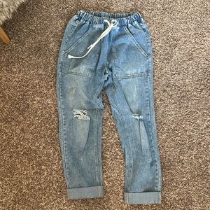 Elastic drawstring baggy denim size small